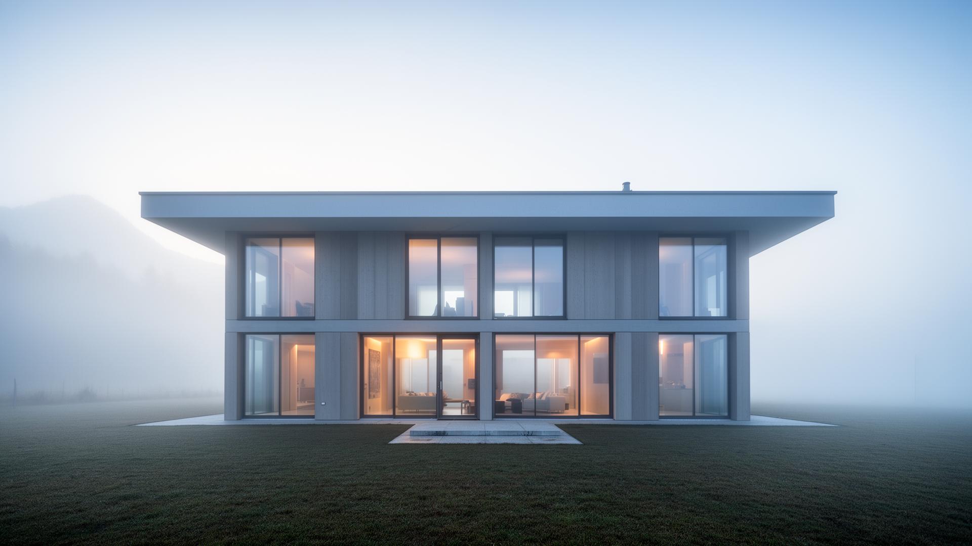 Haus mit sauberen Fenstern